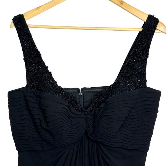 Tadashi Collection Size 14  Black 100% Silk Beaded Chiffon Evening Gown - Picture 3 of 12